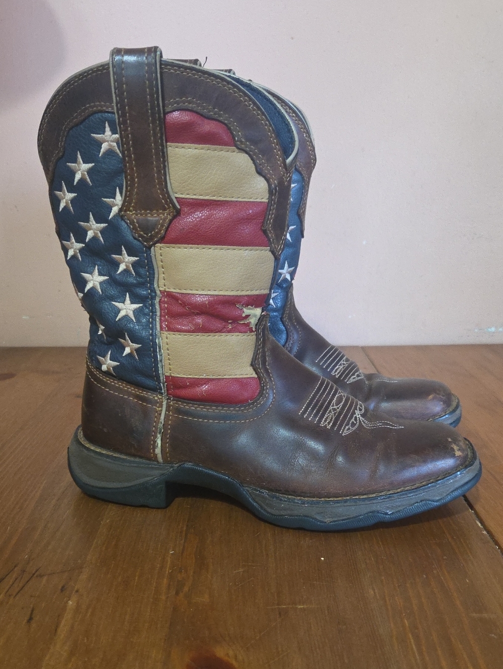 Durango Lady Rebel Leather Cowgirl Boots Womens Size 7.5 American Flag